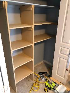 MDF 3/4' thick x16' deep shelves, free estimate.shelf mdf we c - Photo 3
