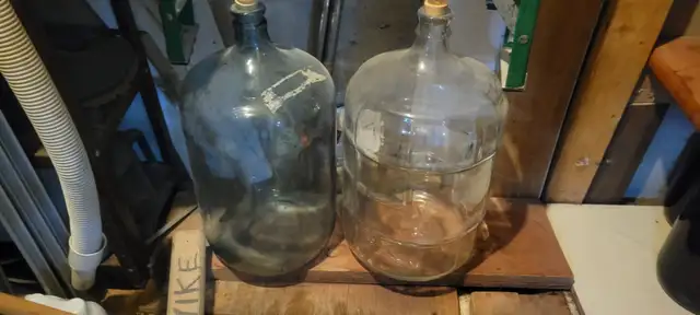 Vintage 2- 5 Gallon Clear Glass Bottle Jugs for Wine Making