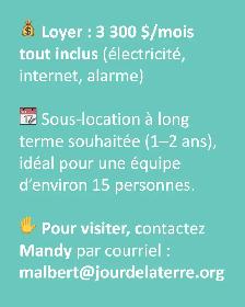 Sous-location de bureaux – avec terrasse ! Mile-End