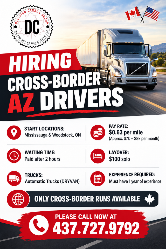 Cross-Border Drivers- Mississauga & Woodstock, ON