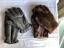 2  PAIRS  DE  GANTS  CUIR   HOMME     NEUFS
