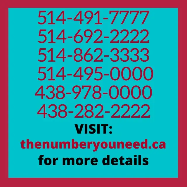 Exclusive premium vanity vip Montreal 514 phone numbers for sale