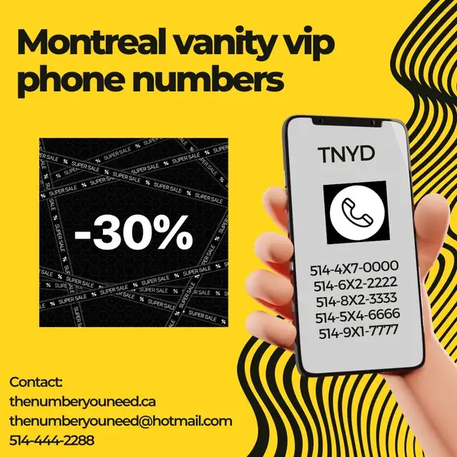 Montreal 514 rare easy golden vanity vip phone number for sale
