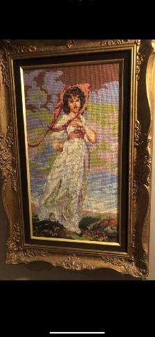 Vintage framed needlepoint - Photo 2