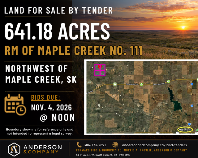 LAND FOR SALE BY TENDER – RM of Maple Creek No. 111