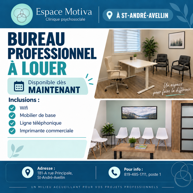Bureau professionnel à louer!
