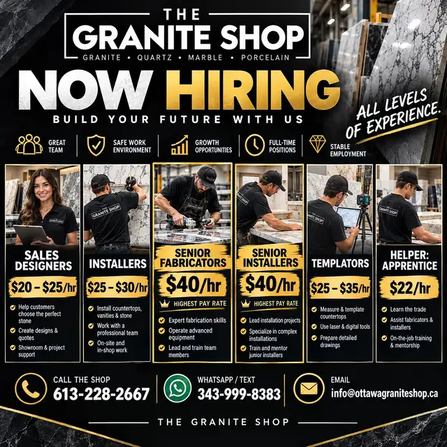 $40/hour Hiring Granite Installer And Fabricators