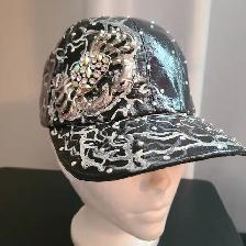 STYLISH BLACK DESIGNER-STYLE CAPBeautiful black glossy cap feat