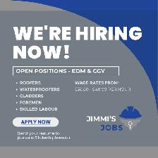 Looking for Roofers, Waterproofers, Cladders, and Foremen!