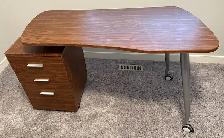 Wood Desk With 3-Drawer File Cabinet