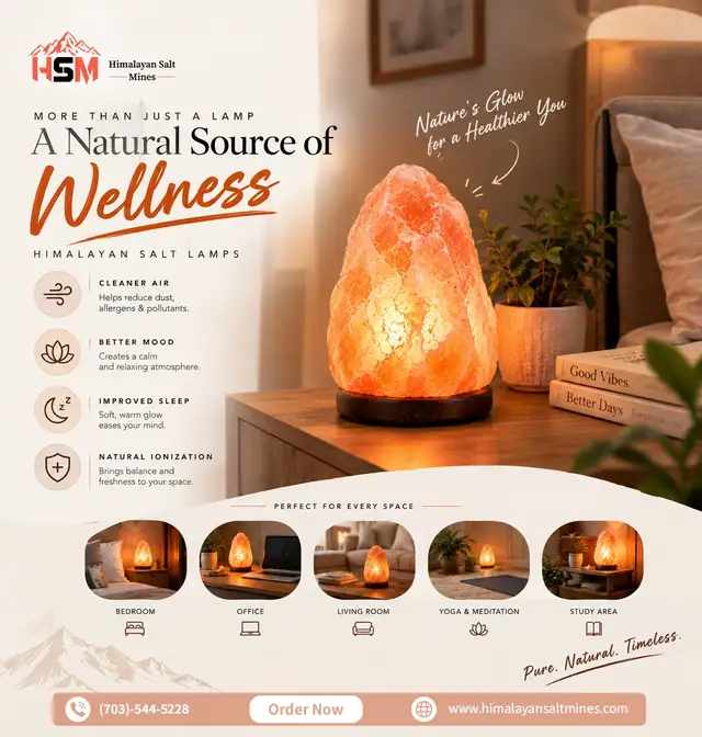 Natural Himalayan Pink Salt Lamp – Warm Glow & Home Decor
