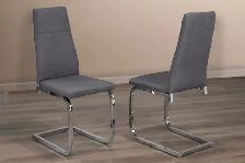 DESIGNER ROUND DINING TABLE WITH FOUR GREY FABRIC CHAIRS! - Photo 2