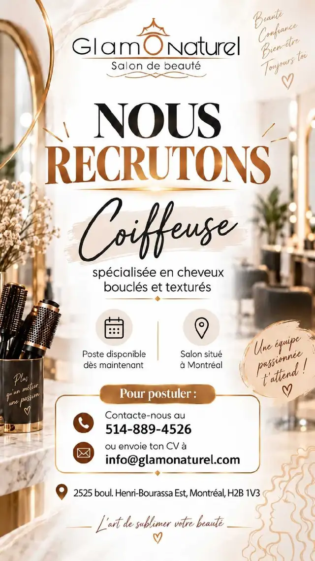 Coiffeuse recherchée – Cheveux bouclés, texturés & naturels