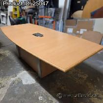 96' Maple Boardroom Boat Shaped Table w/ Power & Data Grommet - Photo 2