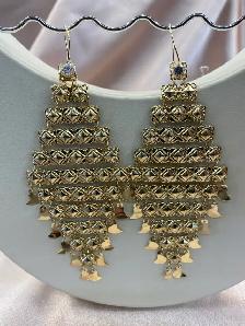 10K Gold Flat Chandelier Earrings - Photo 3