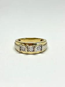 10k Men’s  Vintage three-stone / trilogy Diamond Ring - Photo 3