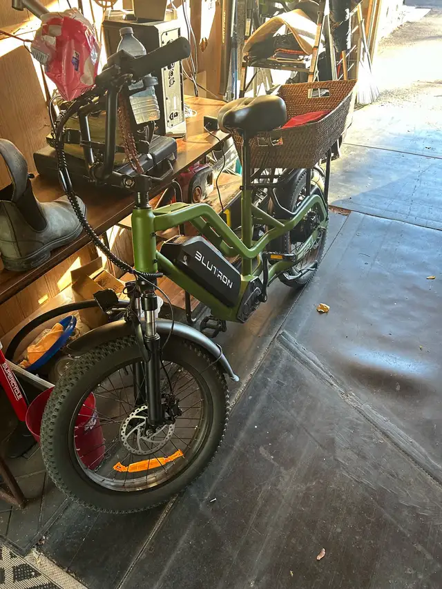Blue Tron electric cargo bicycle for sale . Low mileage