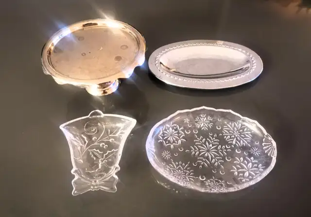 Metal and Glass Trays ( 4 pieces )