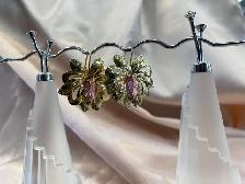 14K Gold Flower Earrings with Pink Stone - Photo 3