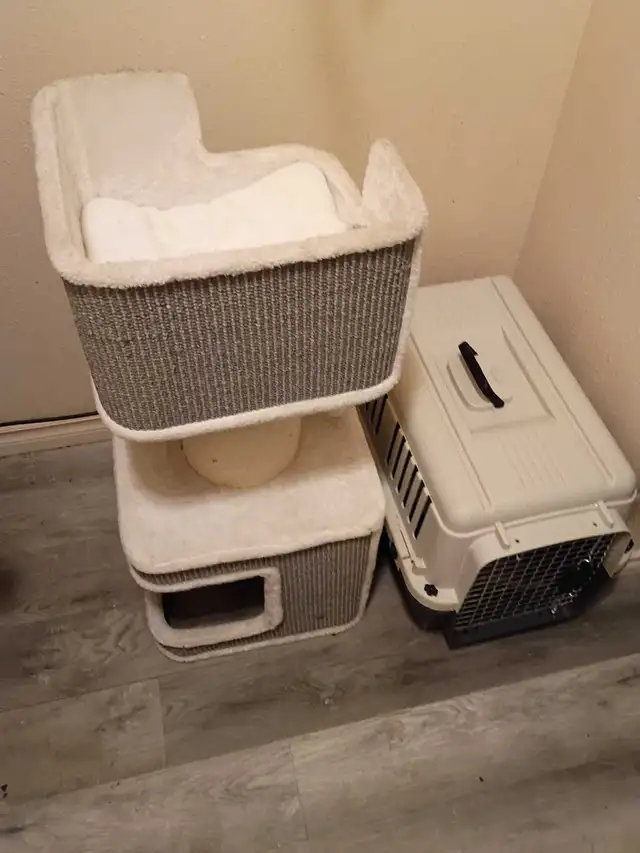 cat scratching post is $50.00 and crate is$50.00
