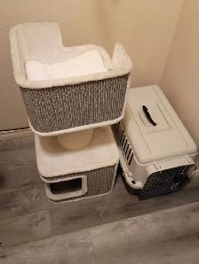 cat scratching post is $50.00 and crate is$50.00