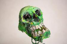 Tête verte en papier sculpté pour l'Halloween, La tête verte