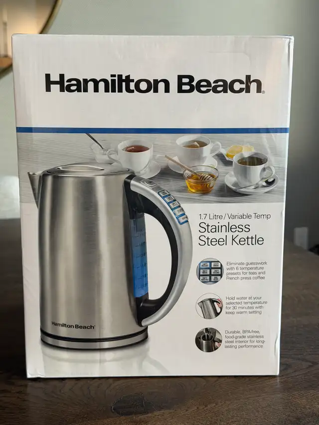 Hamilton Beach Variable Temperature Electric Kettle, 1.7 L – NEW