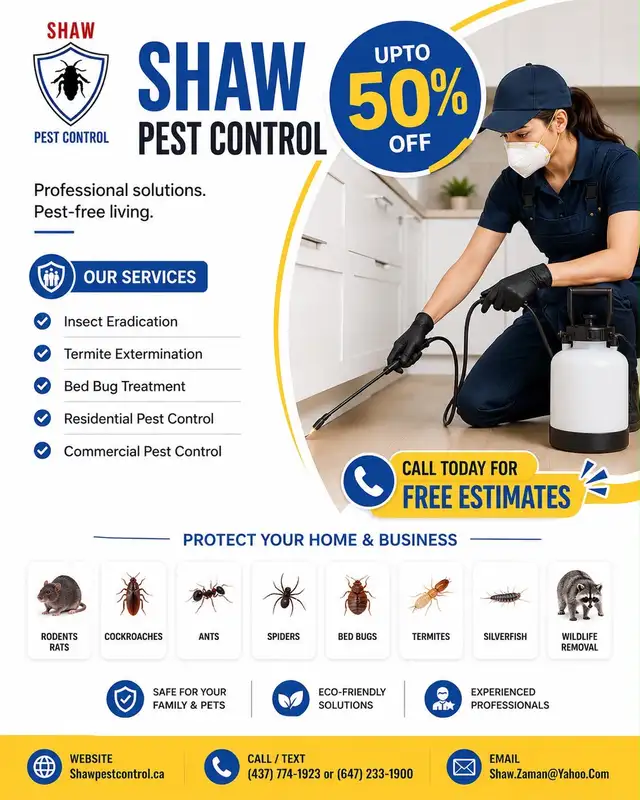 Pest Control Treatment in GTA 50% off in Oct only