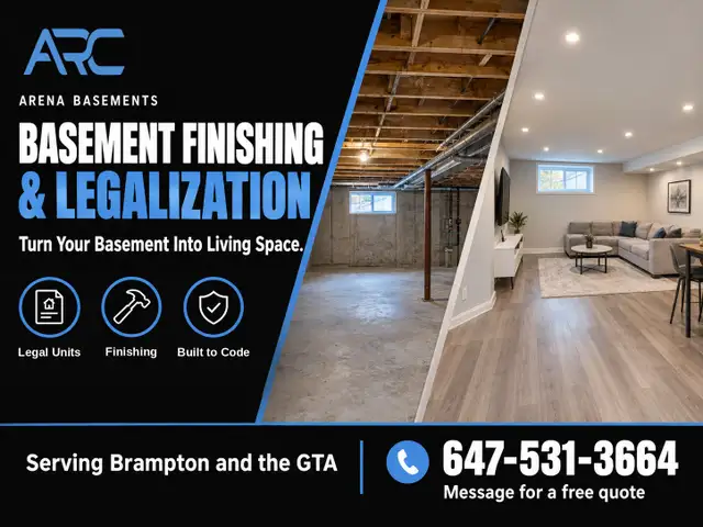 Legal Basement Conversions in Brampton, Arena Basements