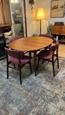 Mid century modern TEAK TECK Dining room set. Table. Chairs chai - Photo 10