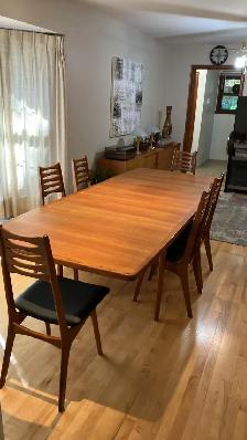 Mid century TEAK TECK Ensemble salle à manger TRÈS GRANDE table