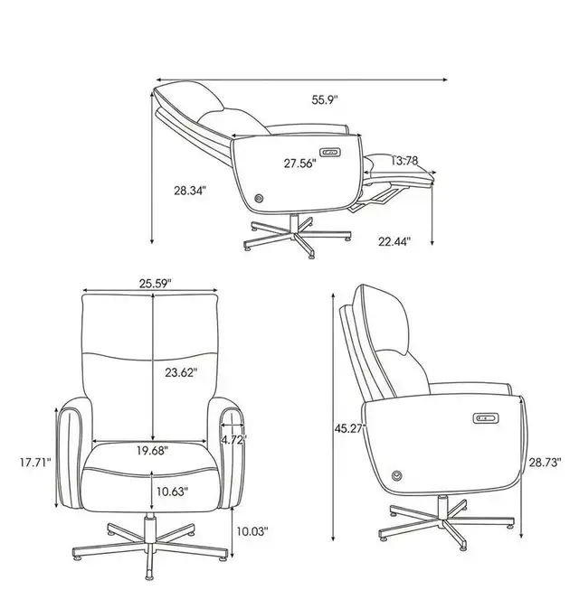 Brand New Power Swivel Recliner  with USB Charging Special  $368