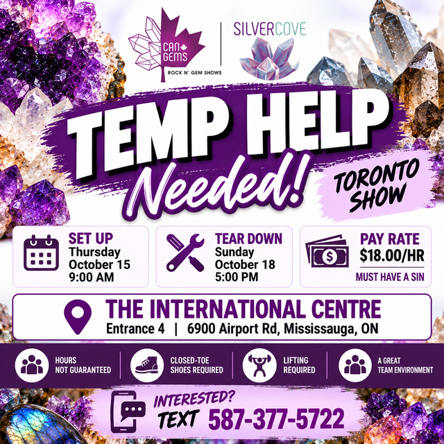 Temporary Event Help Needed – Toronto Rock N’ Gem Show – $18/hr