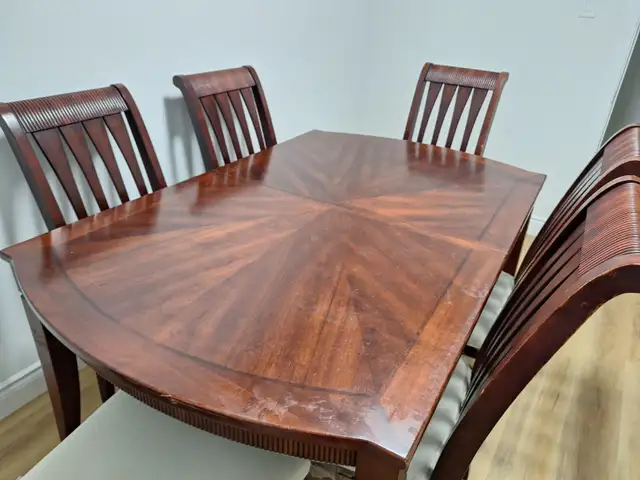 Wood dining table with 6 chairs set