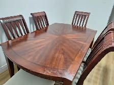 Wood dining table with 6 chairs set