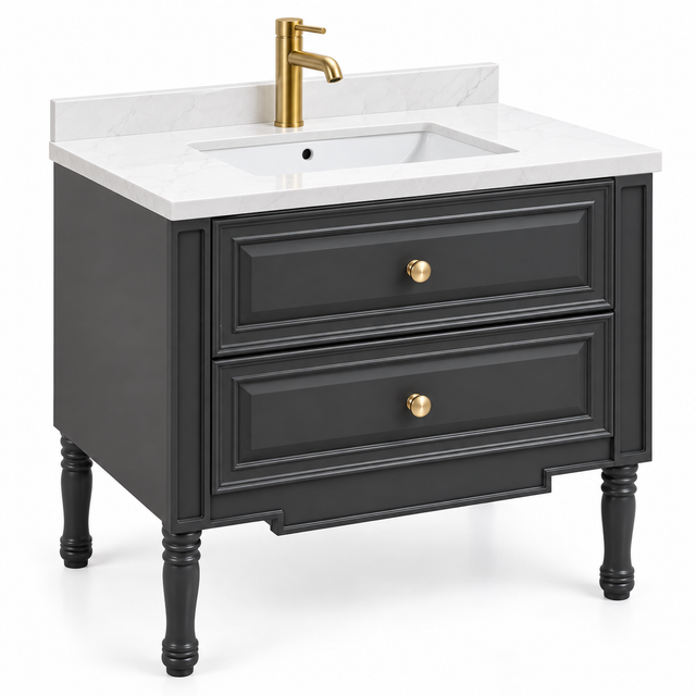 36' SOLID WOOD BATHROOM VANITY
