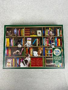 1000pc Cobble Hill 'Kitty Librarians' Puzzle - Like New!