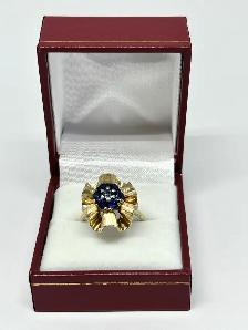 14k sapphire flower Ring