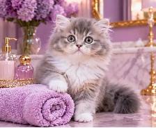 Purebred British Longhair Kitten Blue Bicolour (BLH a 03)