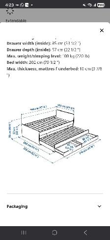 SLÄKTBed frame w/pull-out bed   storage, white, Twin $200 - Photo 2