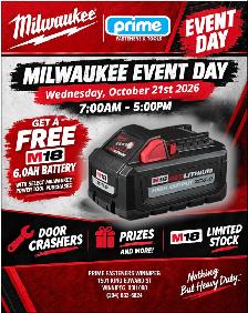 Milwaukee Event Oct. 21st at Prime Fasteners and Tools Winnipeg