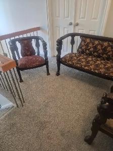 Antique Victorian/ Empire Revival  Settee(Love Seat) & 2 Chairs