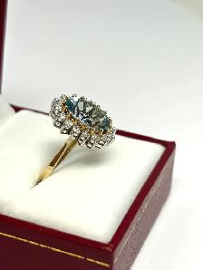 14k Blue Topaz Halo Diamond Ring - Photo 4