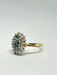 14k Blue Topaz Halo Diamond Ring - Photo 6