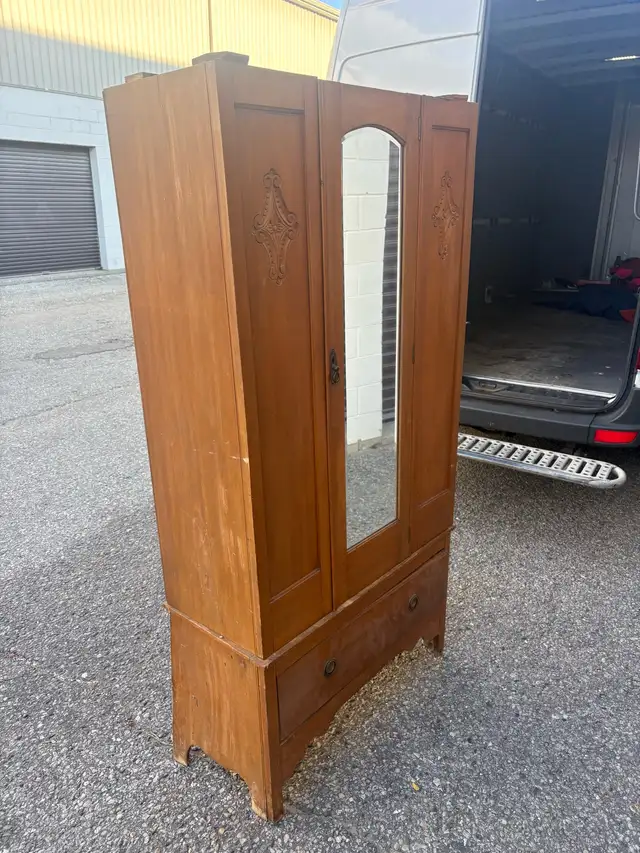 Free delivery antique Vintage Wooden Armoire with Mirror