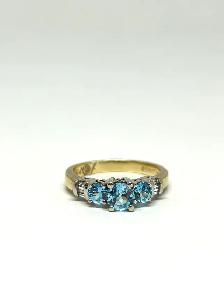 14k Trilogy Blue  Topaz  Diamond Ring - Photo 2