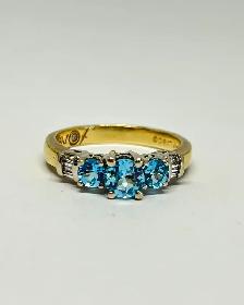14k Trilogy Blue  Topaz  Diamond Ring - Photo 3