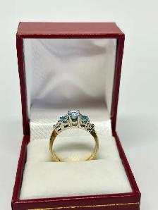 14k Trilogy Blue  Topaz  Diamond Ring - Photo 4