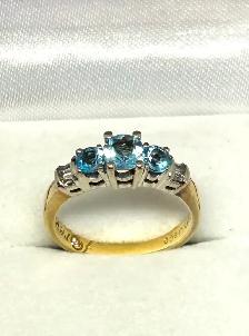 14k Trilogy Blue  Topaz  Diamond Ring - Photo 5