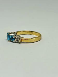 14k Trilogy Blue  Topaz  Diamond Ring - Photo 6